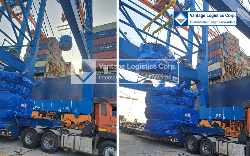 van chuyen lo hang thiet bi qua kho break bulk den los angeles cho nha may nucor steel kingman plant